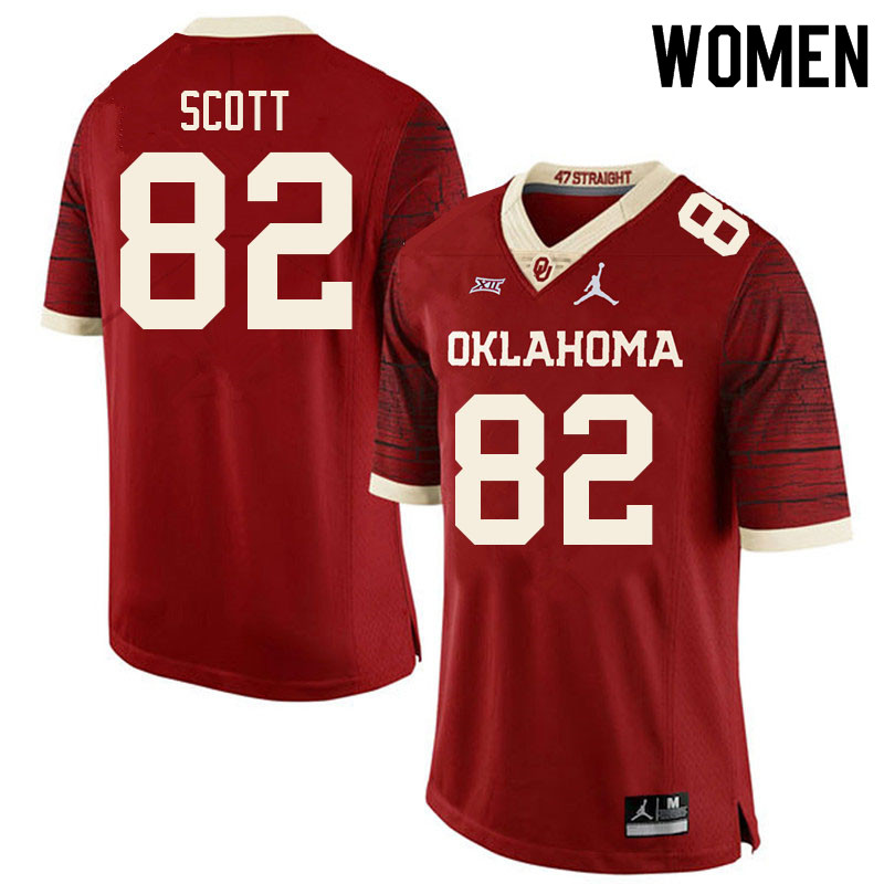 Women #82 Adrian Scott Oklahoma Sooners College Football Jerseys Sale-Retro - Click Image to Close